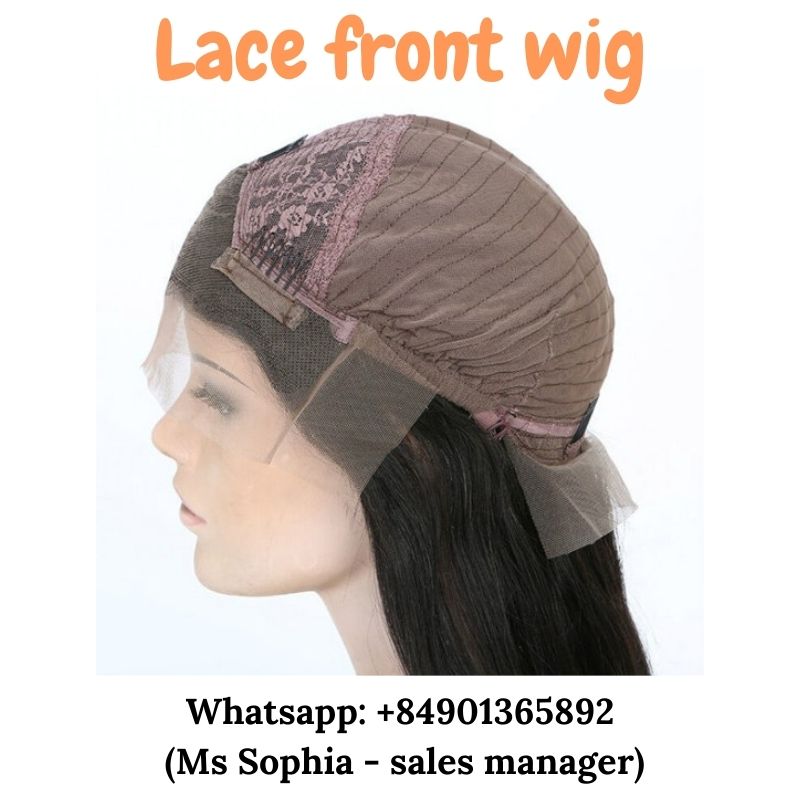 Lace front wig: lace covers a front part of head