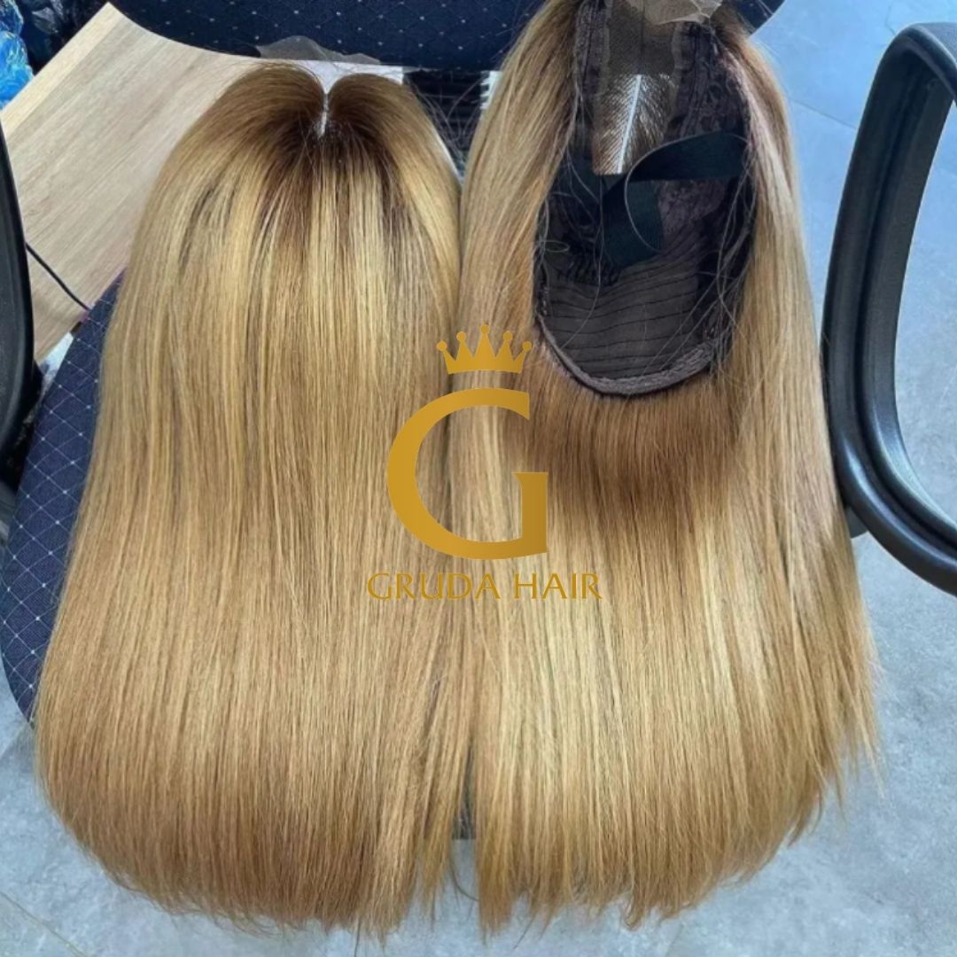 Human hair wig with beautifully bright color