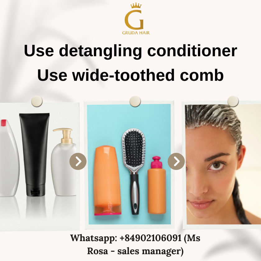 Using tangling conditioner and wide toothed comb are tips to care and protect hair from tangling